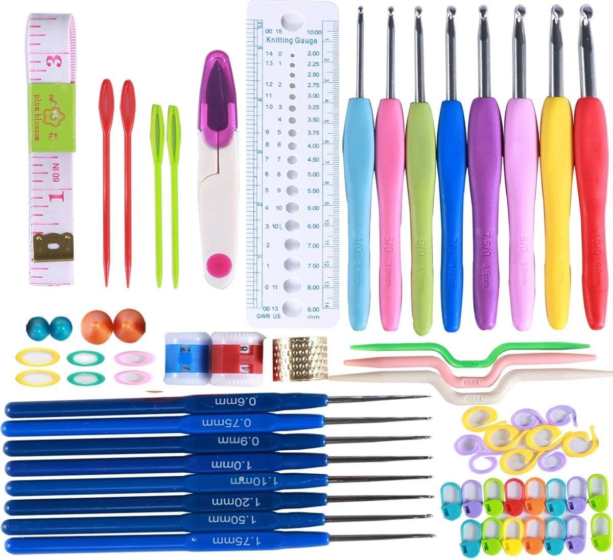 All-in-One 64-Piece Crochet Hook Set with Safety Hooks – Perfect for All Ages