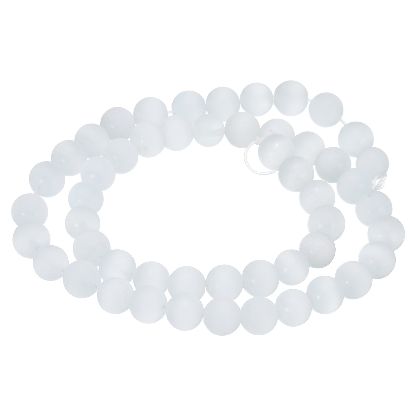 48pcs Frosted White Cat’s Eye Stone Beads 8mm Round Crystal Loose Bead