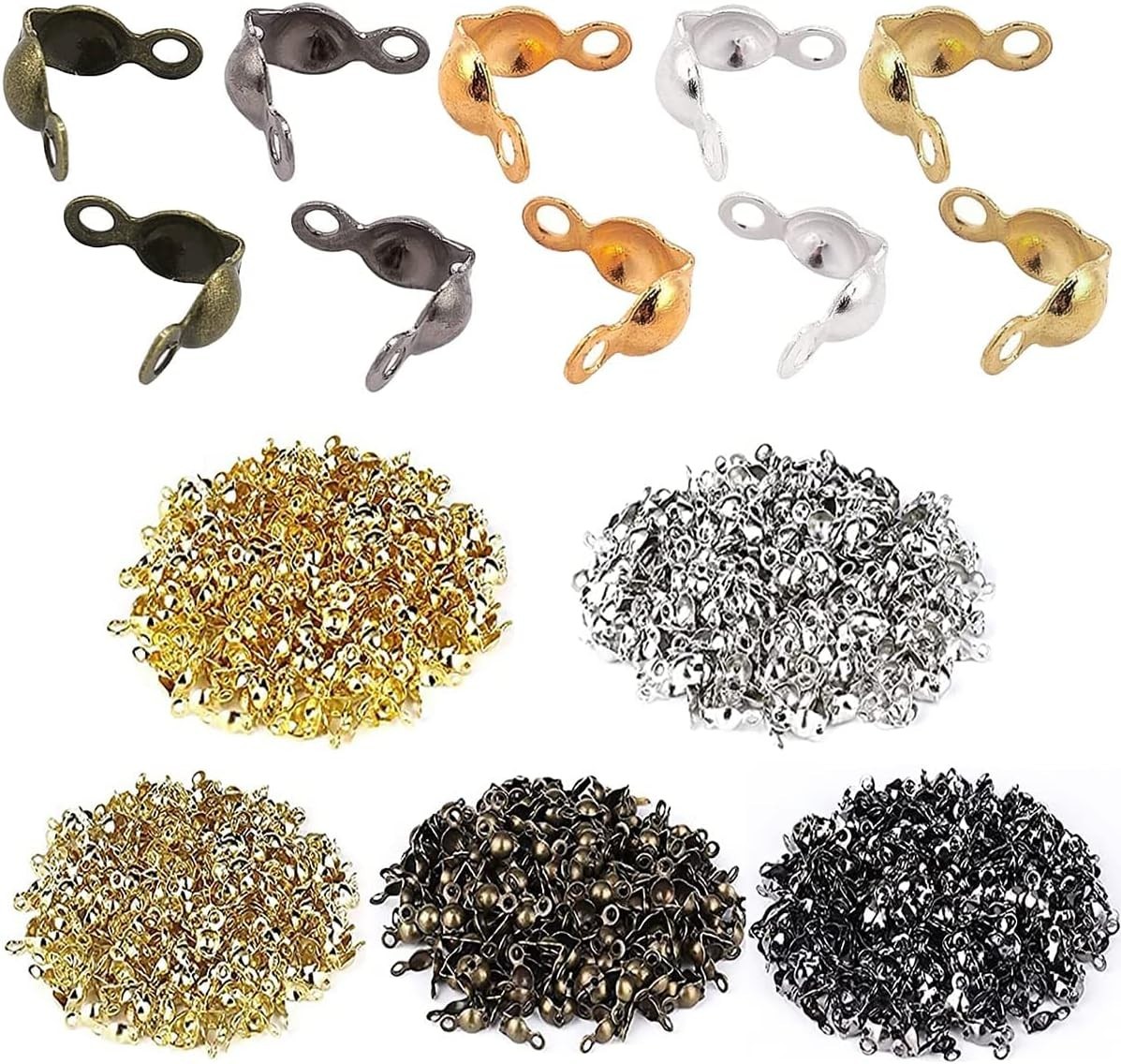 Quality 500-Piece Metal End Caps Set: 5 Colors for Beautiful Jewelry Creations