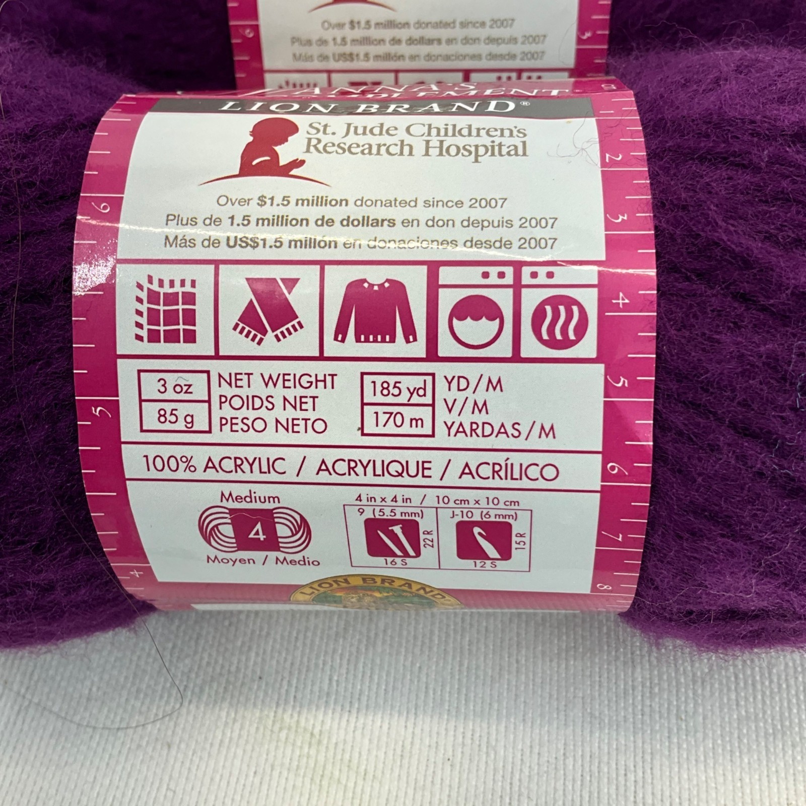 Lion Brand Vannas Complement Yarn Eggplant 100% Acrylic 4 Skeins 3oz Each Medium
