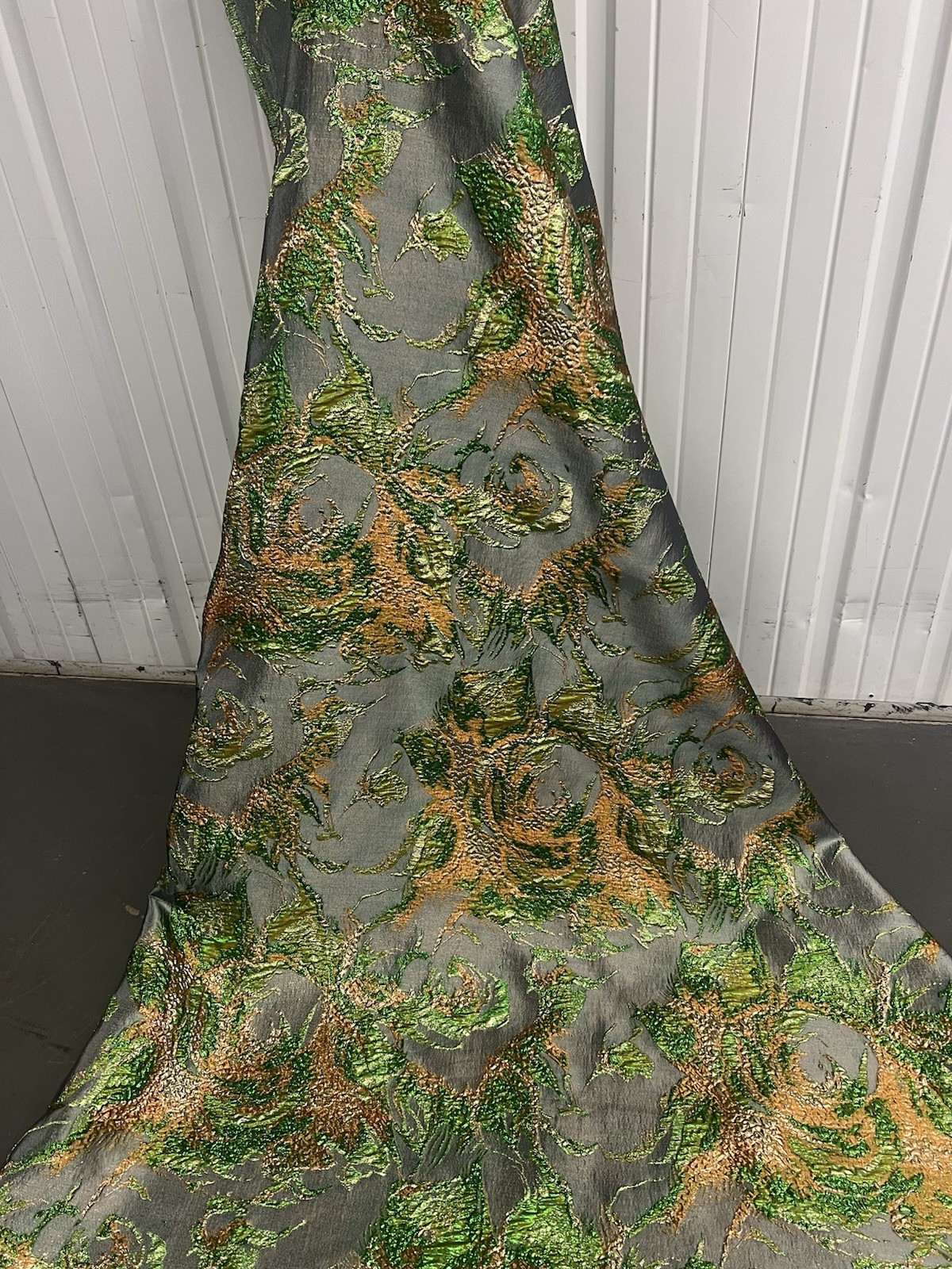 Green Gold Copper Silver Metallic Brocade Fabric 60” Width Sold By The Yard