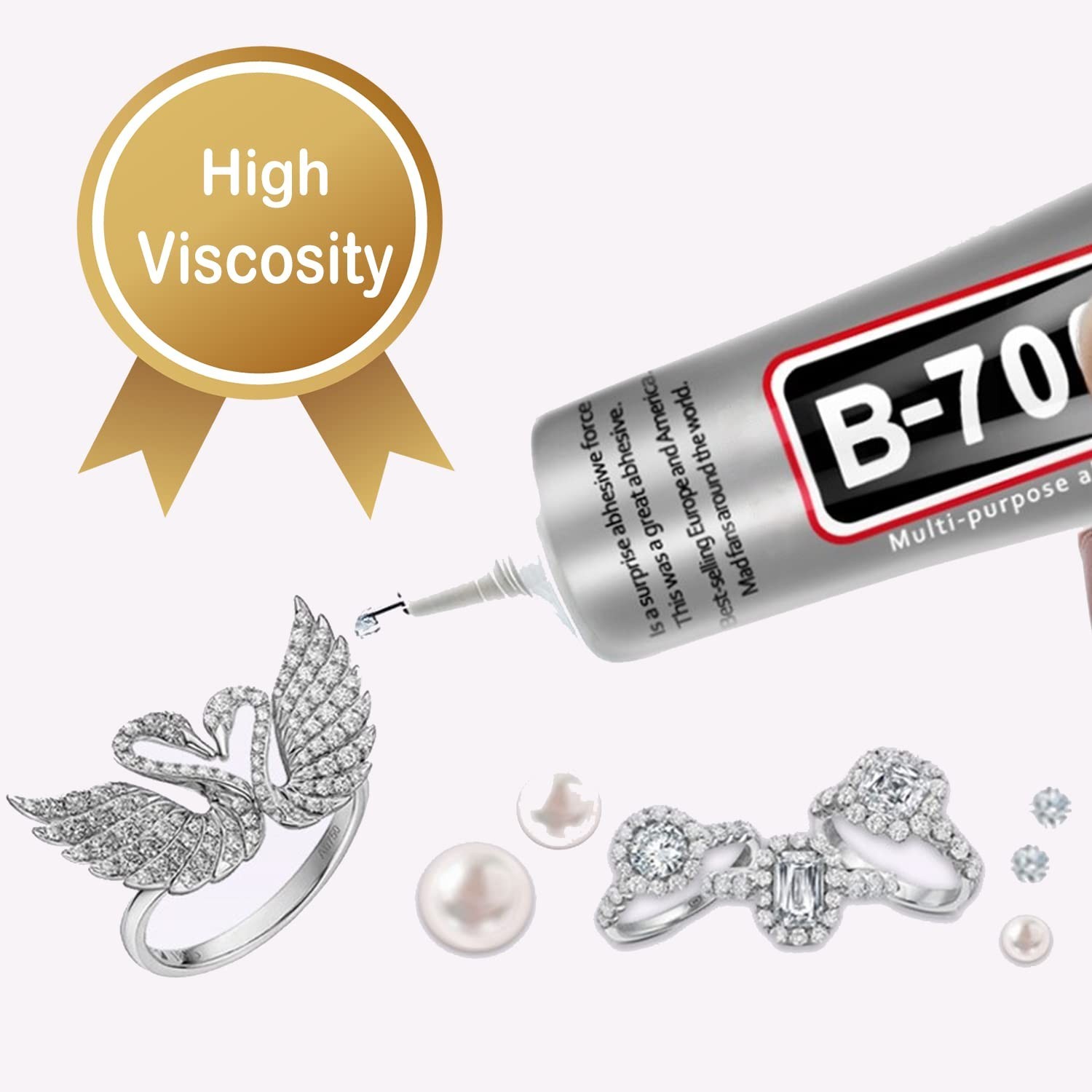3.7oz B7000 Rhinestone Clear Glue for Jewelry Making, 110 ml Multipurpose Adh…