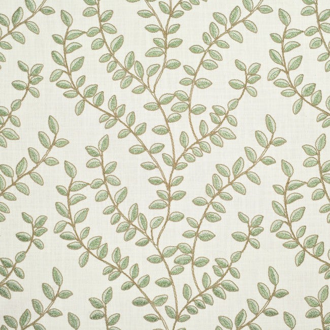 Garden Vine Green Tea Embroidered Leaf Vine P Kaufmann Fabric
