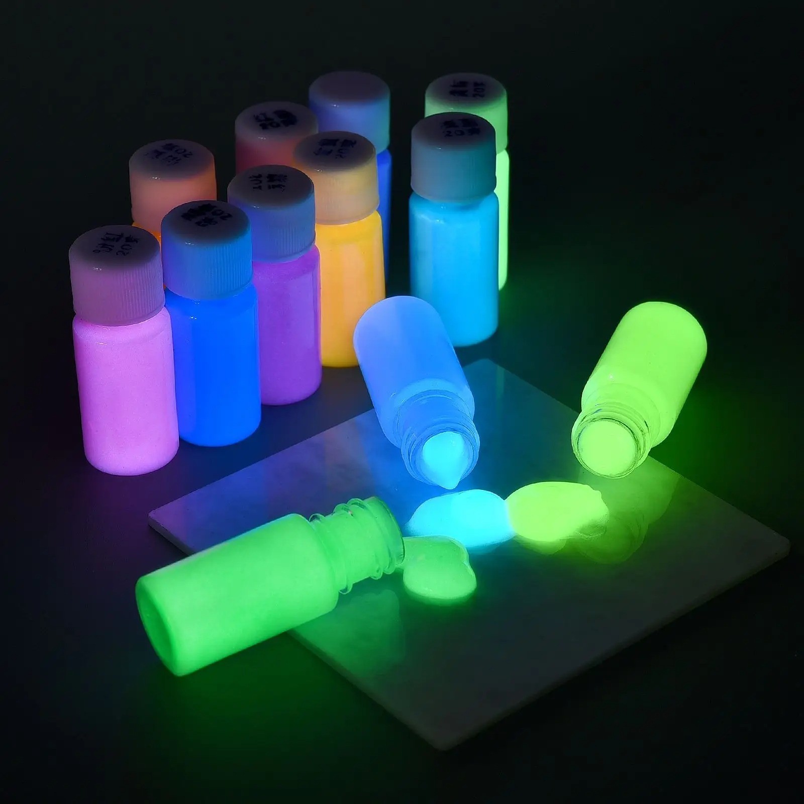 Glow in the Dark Day Visible Paint Acrylic 20g Jars Arts &Crafts Bright
