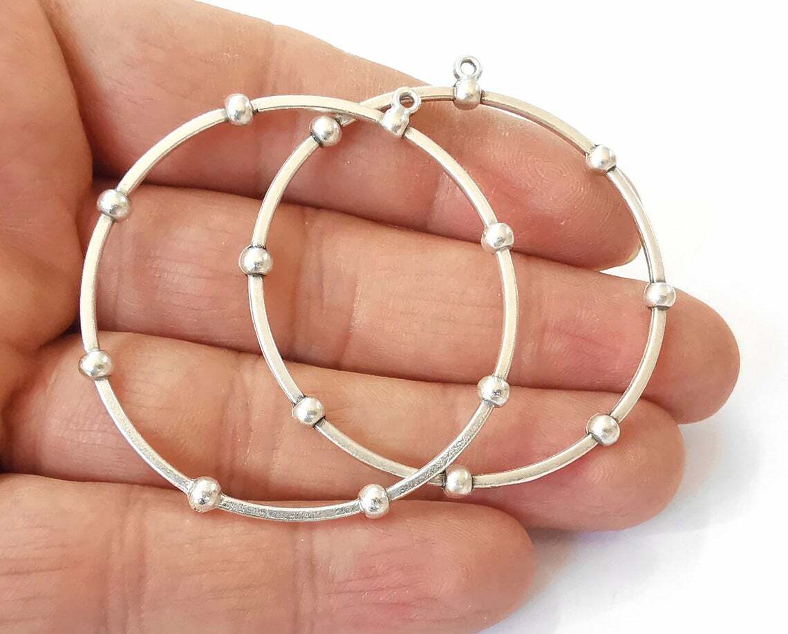 Circle Hoop Findings Charms Antique Silver Plated jewelry Accessories G24600