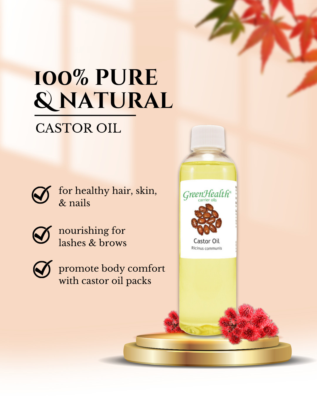 Castor Carrier Oil (100% Pure/Natural) FREE SHIPPING Many Sizes