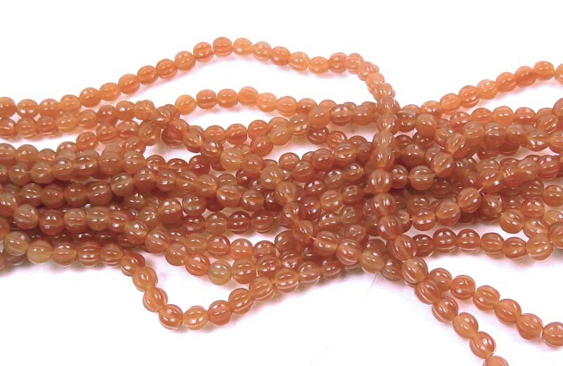 50 Czech Glass Melon Round Beads 5mm – Milky Caramel