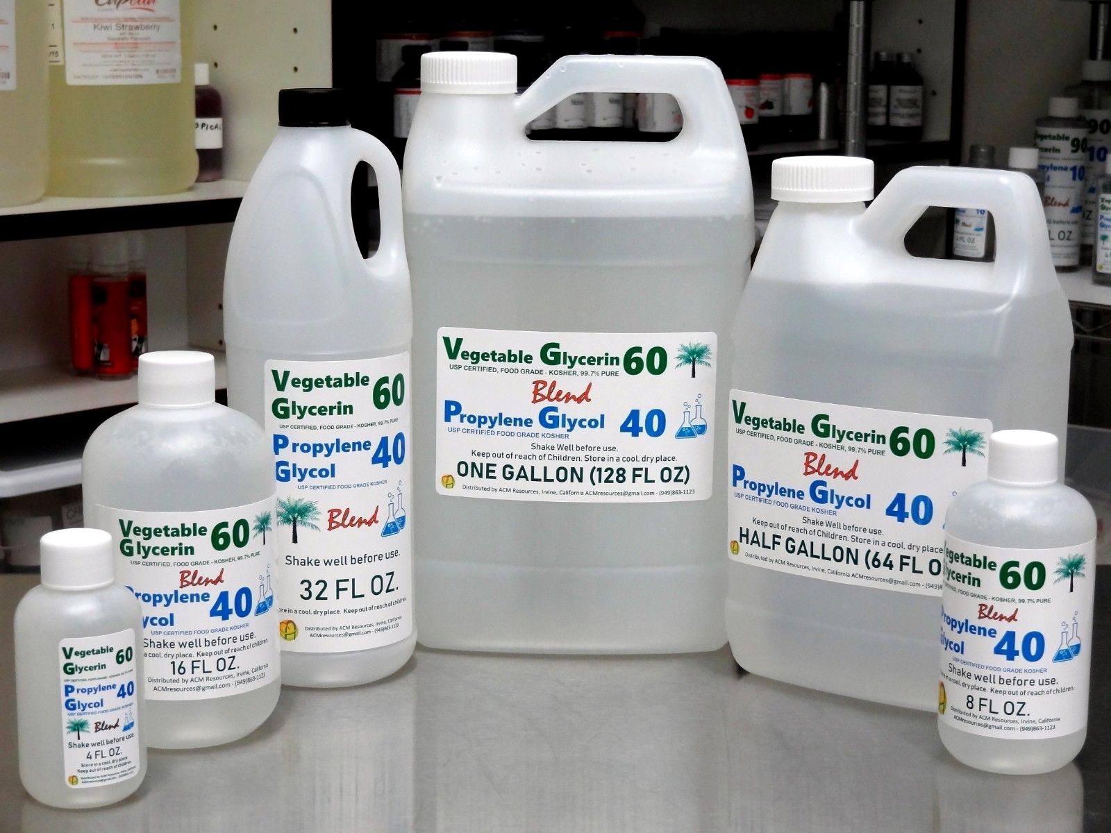 60/40 BLEND VG PG VEGETABLE GLYCERIN & PROPYLENE GLYCOL USP KOSHER FOOD GRADE