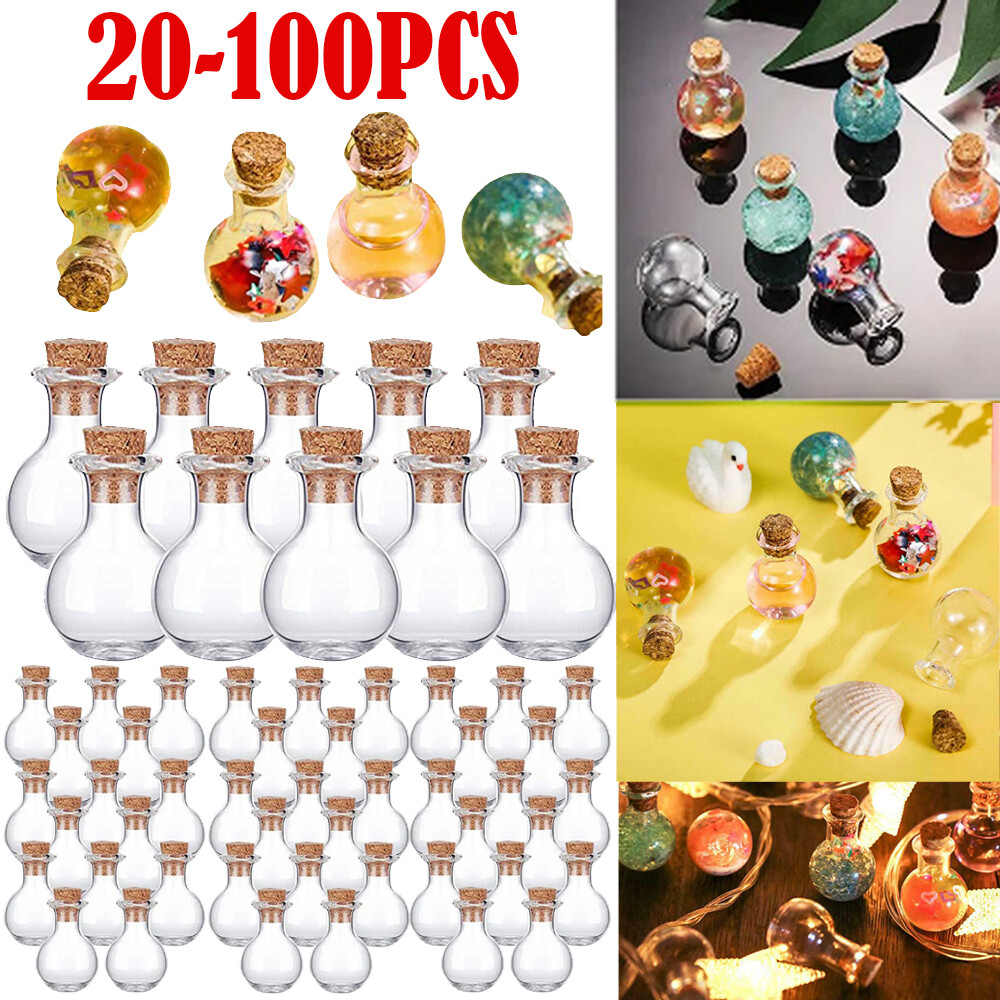 Small Mini Glass Bottles with Wooden Cork Tiny Wishing Vials Wholesale 20-100x
