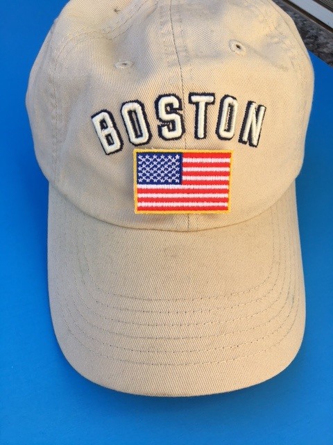 SMALL USA AMERICAN FLAG EMBROIDERED PATCH IRON-ON SEW-ON GOLD BORDER 1¾” x 1⅛”