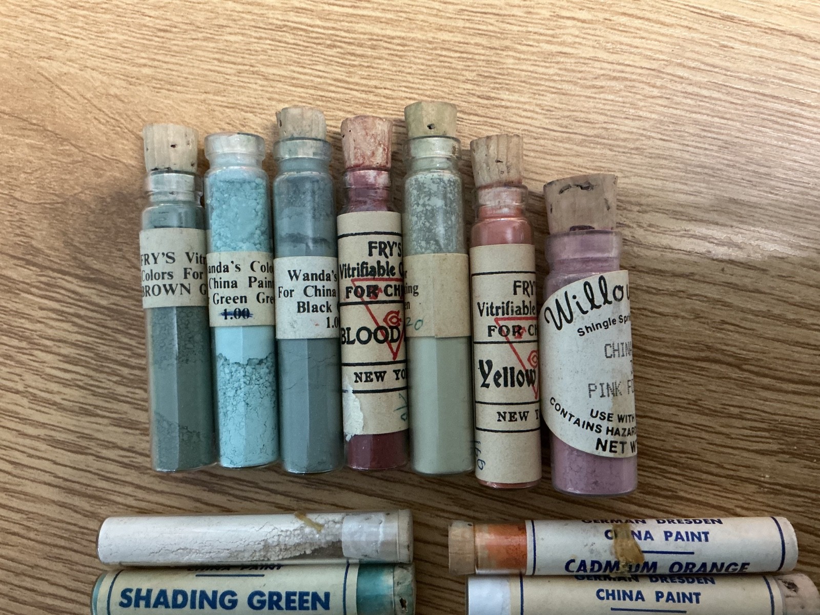 Vtg China Porcelain Glass Paint Powder Lot 27 Pcs German Dresden Rynnes Marcks +