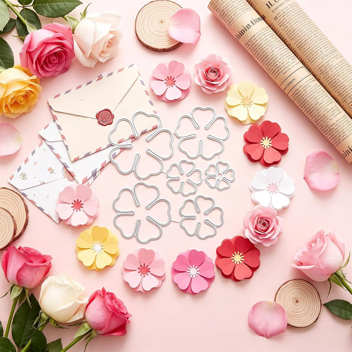6pcs Carbon Steel 3D Rose Flower Metal Cutting Dies – Troqueles De Metal para Ma