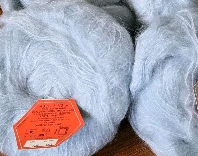 Vtg Georges Picaud Tricheuse Mohair Yarn Light Blue #22 Lot of 9 SAME DYE LOT