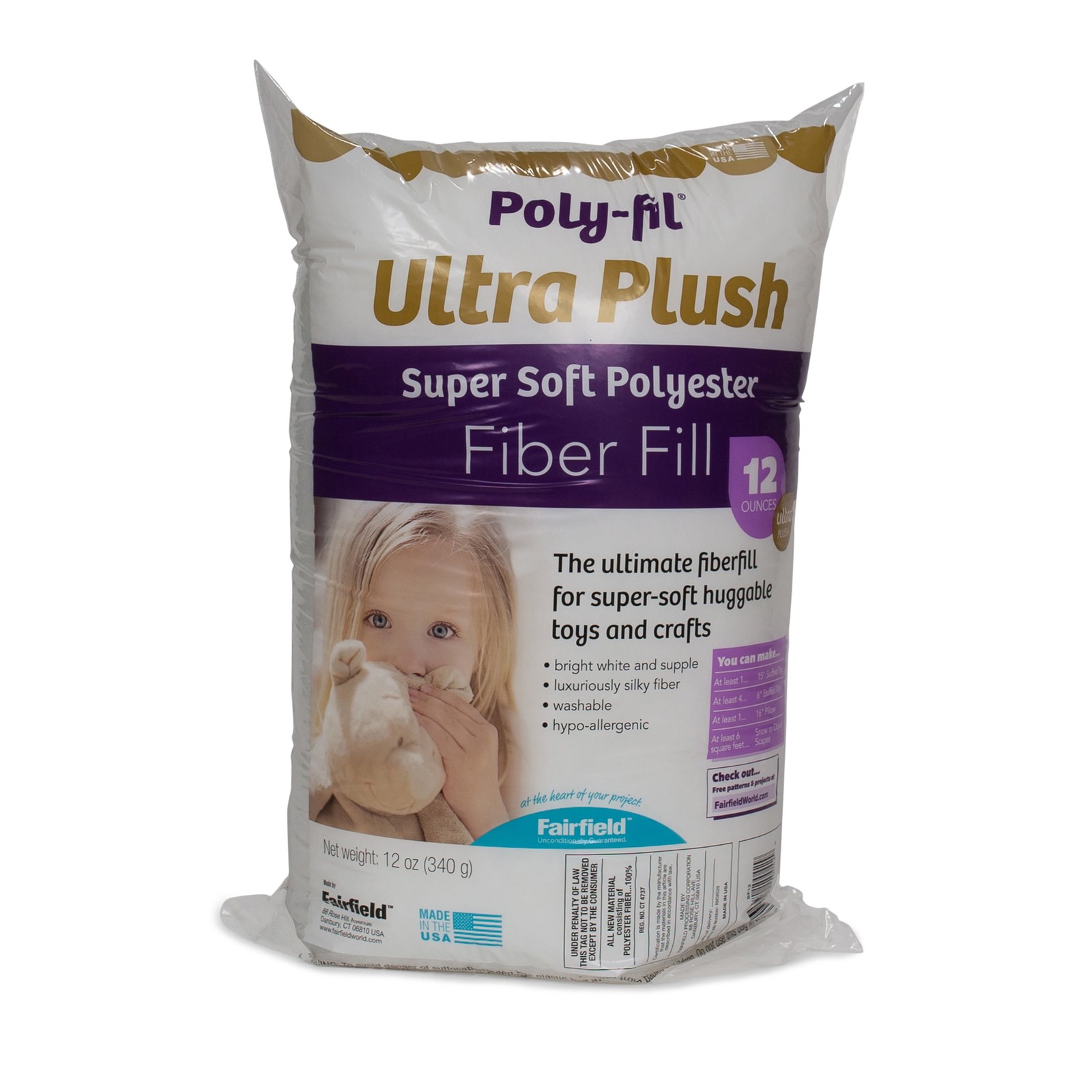 (2 pack) Poly-Fil Ultra Plush Super Soft Polyester Fiberfill Stuffing, 12oz Bag