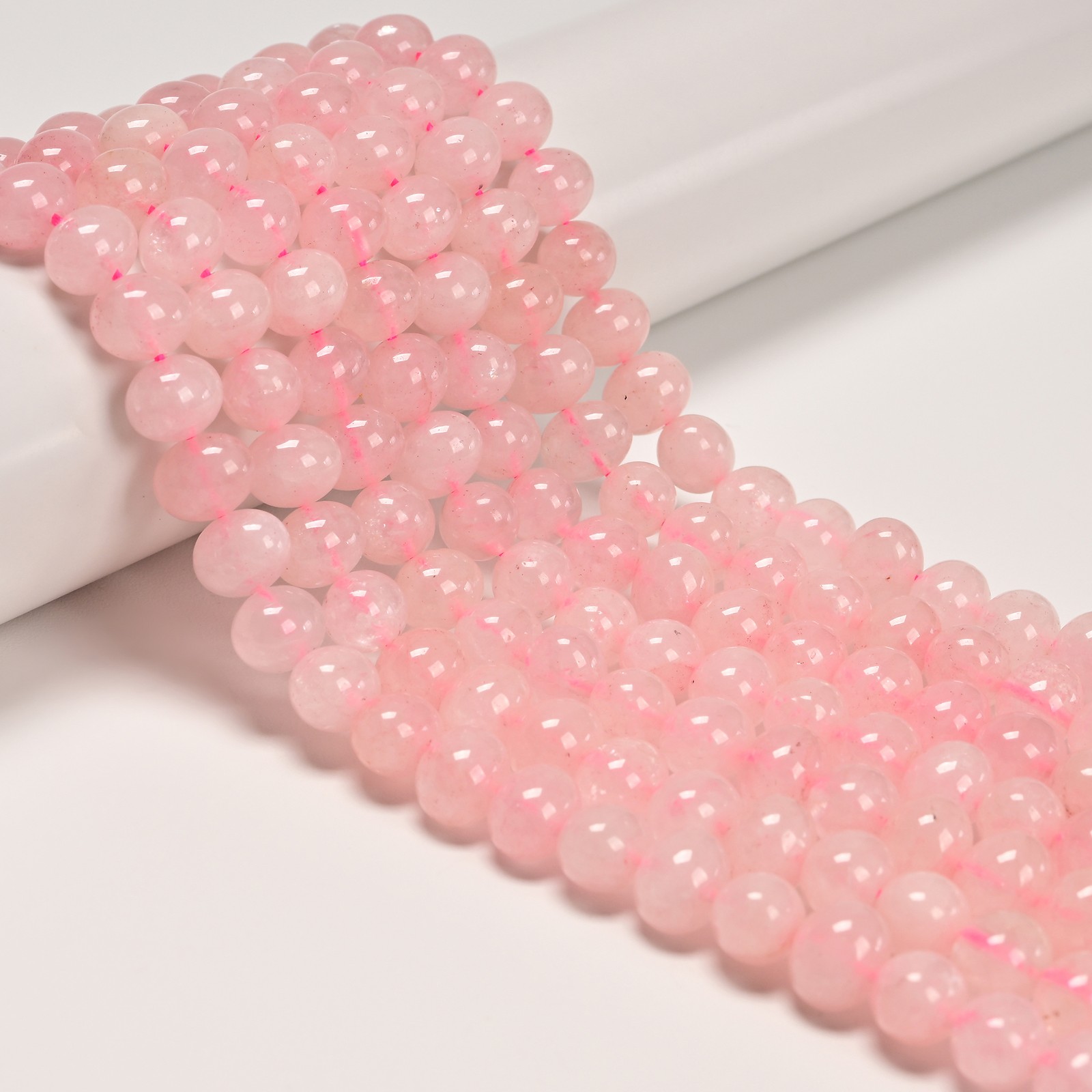 Natural Rose Quartz Center Drill Full Oval Shape Beads Size 9x11mm 15″ Strand