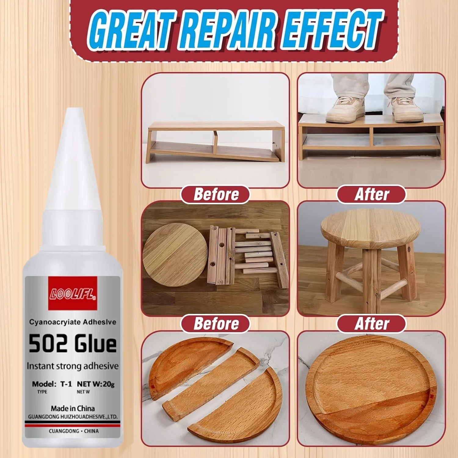 502 Super Glue 20ml Instant Fast Dry Cyanoacrylate Strong Bond Adhesive