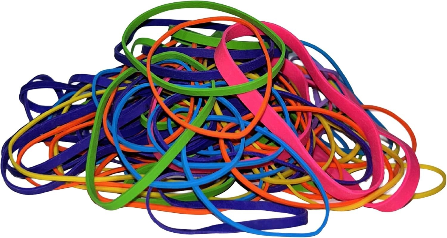 Upgrade Office Supply Rubber Bands, Assorted Sizes & Bright Colors, 1/4 lb Ba…