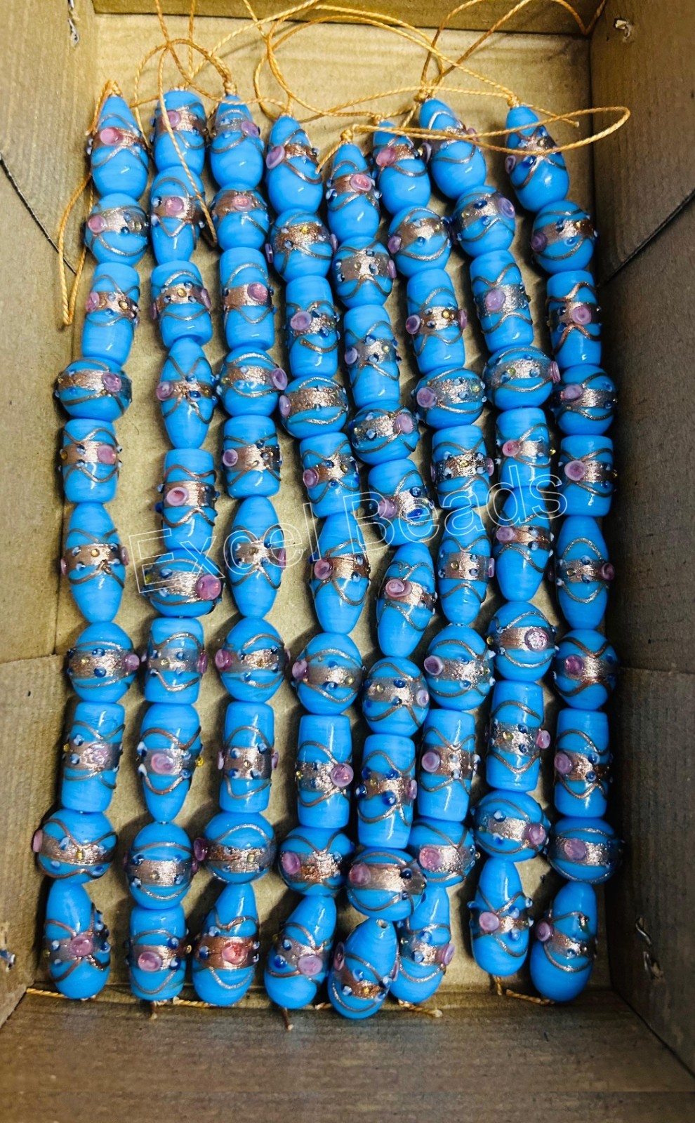 10 Strands Indian Handmade Glass Beads, Multi Size Wedding Cake Beads, Lamp Work