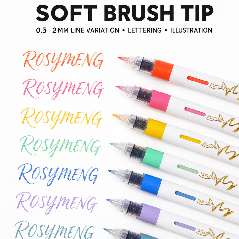 Acrylic Paint Markers Pens Japanese Soft Tip 0.5-2mm Brush Pen Sketch Outline 6p