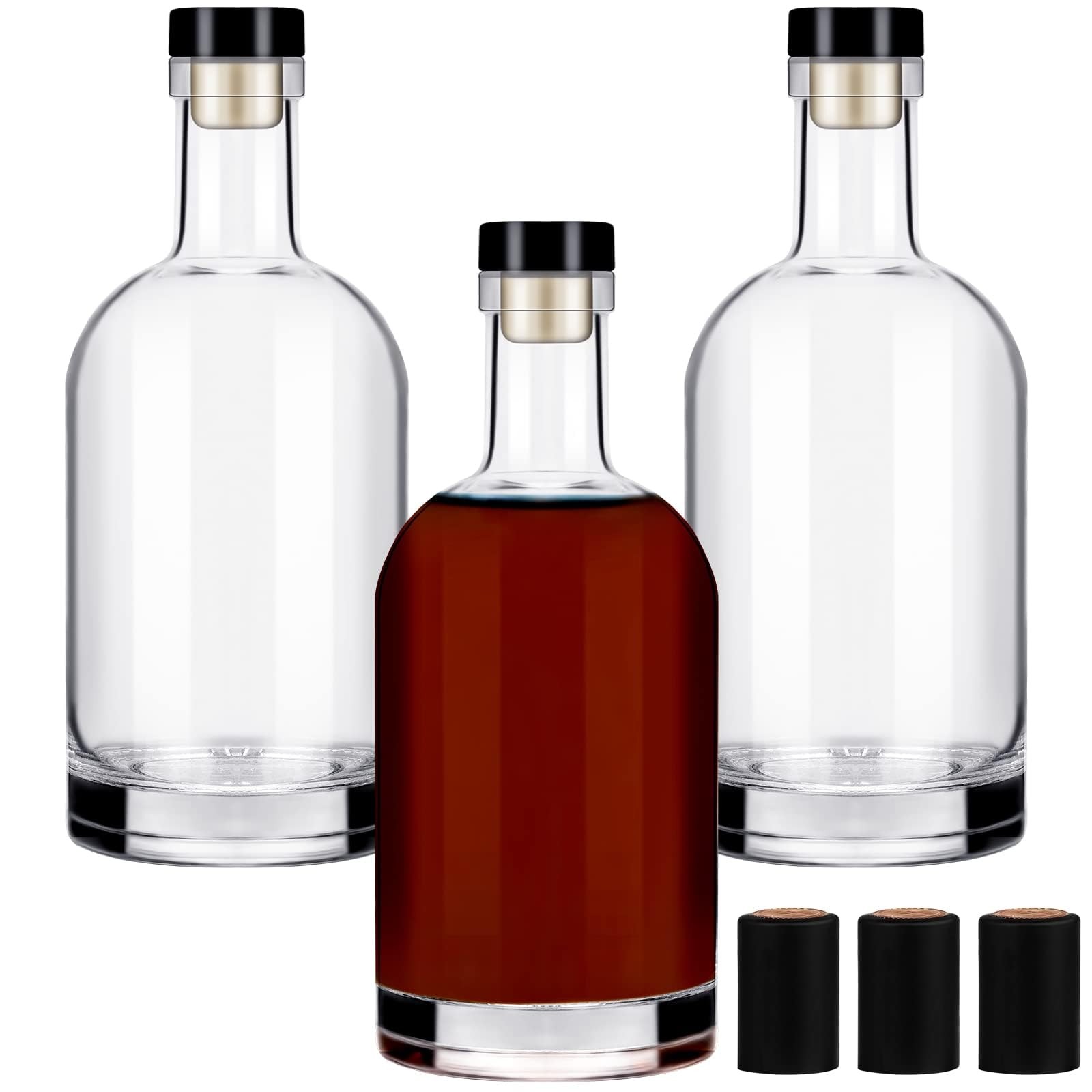 Wine Bottles 3PCS Glass Bottles 750ML Glass Bottles with Lids 25oz Glass Bott…