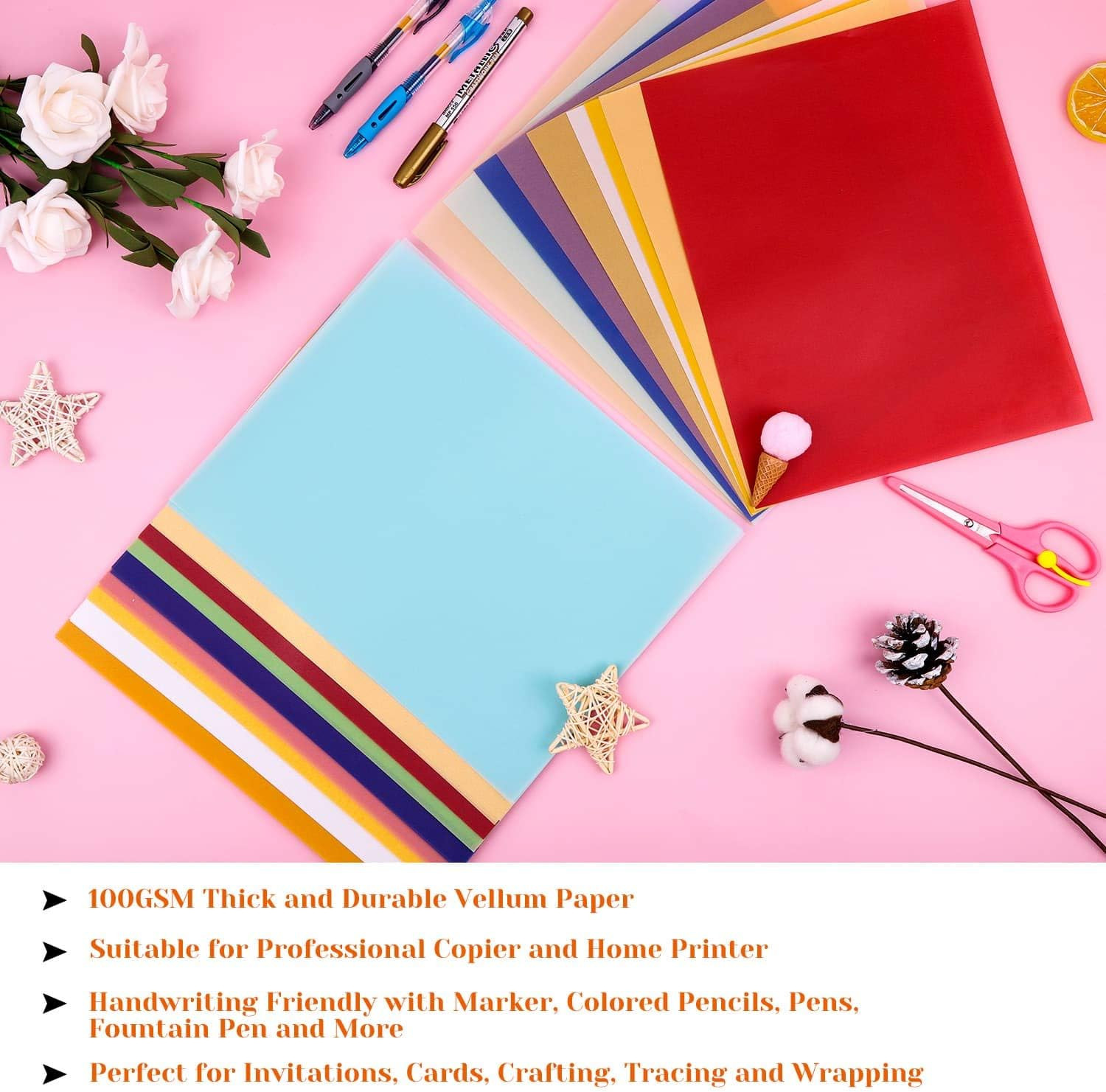 Colored Vellum Paper 8.5 x 11 Cridoz 9 Colors Transparent Clear Vellum Paper …