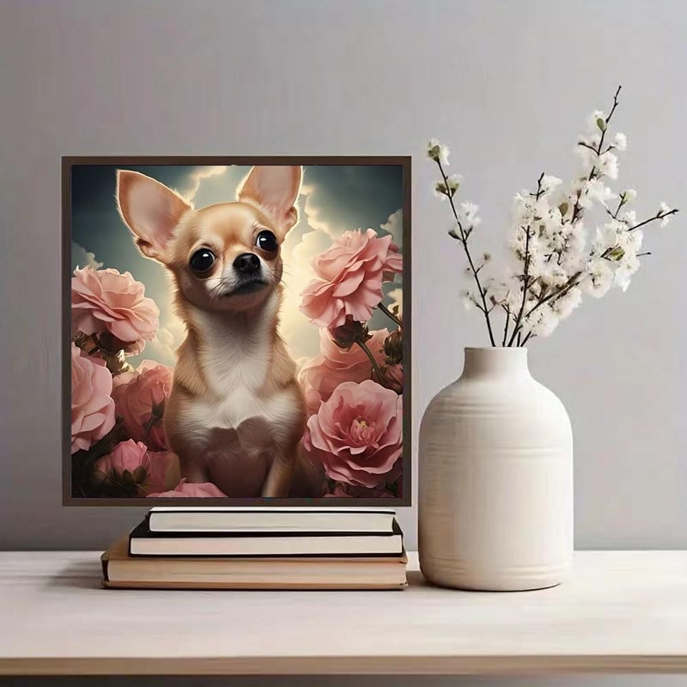 5D Diamond Painting Kits for Adults Beginner,Animal Dog Flower Diamond Art Ki…