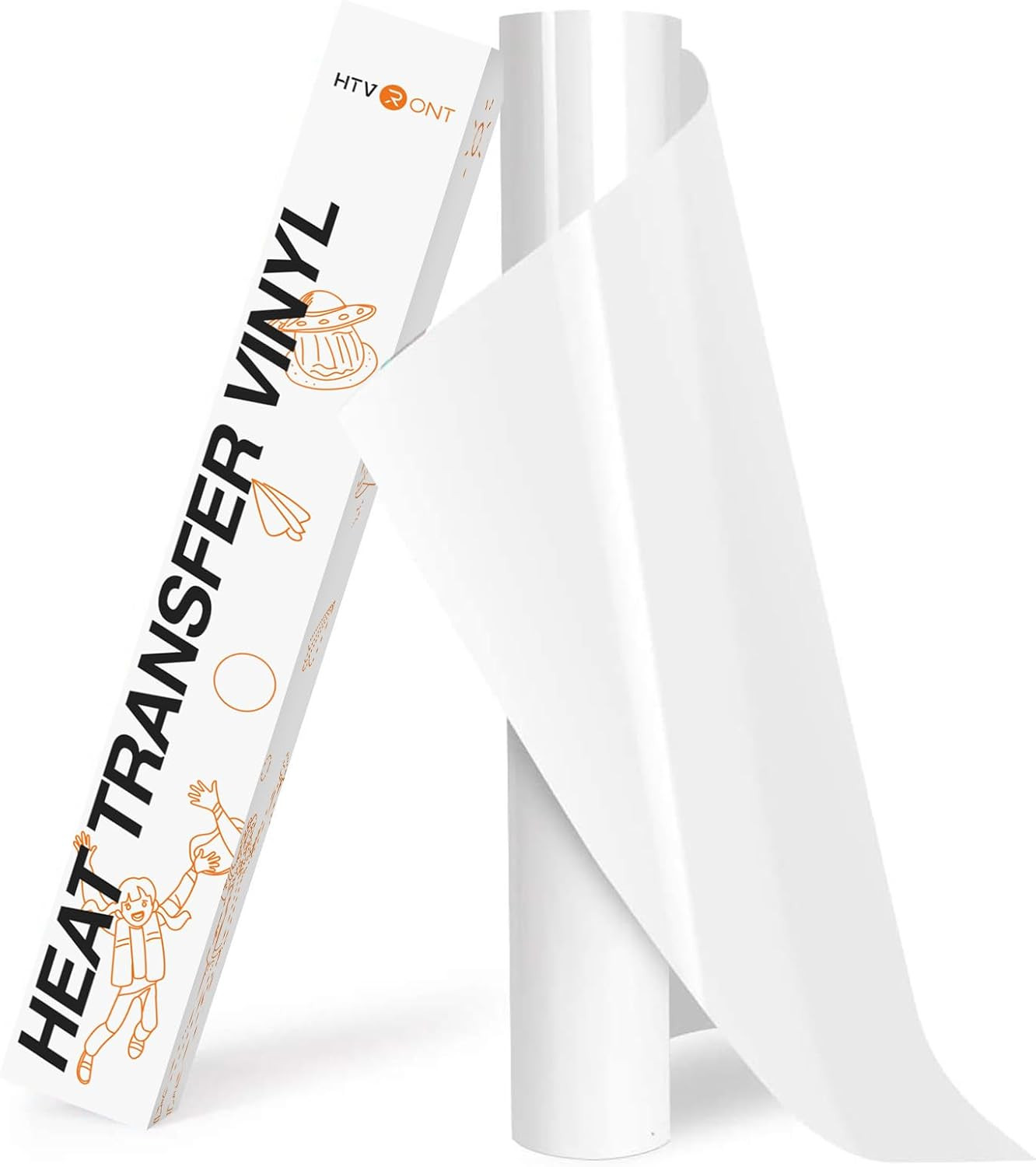 HTVRONT HTV Roll Heat Transfer Vinyl – 12″ X 8Ft White HTV Vinyl for Shirts, Iro