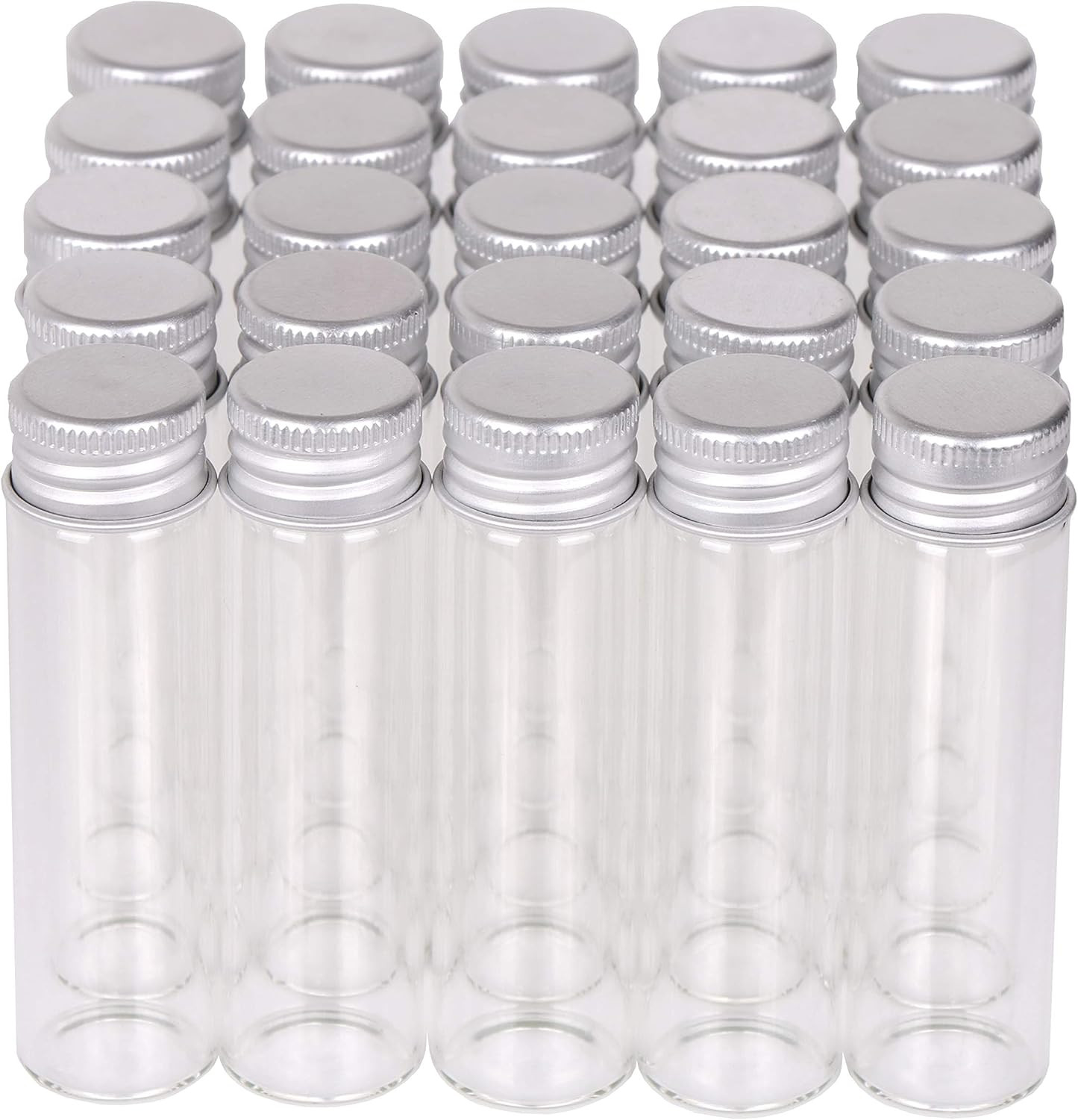 Pack of 100, 20Ml Small Glass Bottles with Metal Cap Screw Top Lids Tiny Vials M