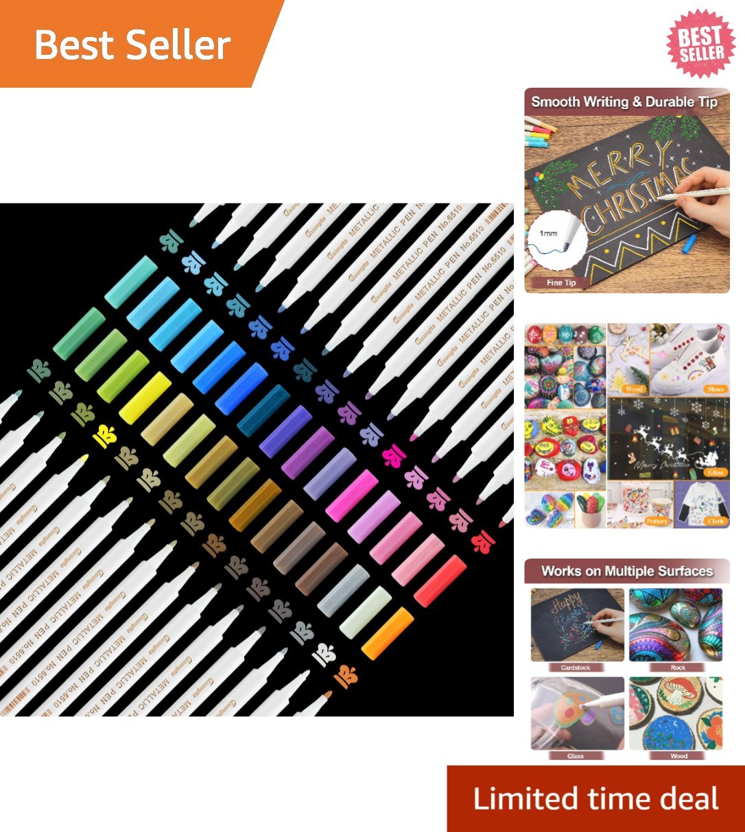 30 Fine Point Metallic Markers – Vibrant Pen Set for Scrapbooking and Crafts