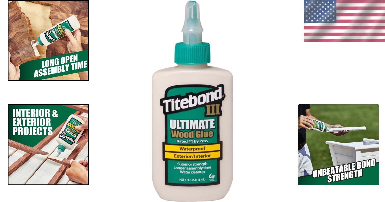 Liquid Wood Glue 4 Oz Titebond III – High Viscosity for Strong, Waterproof Bonds