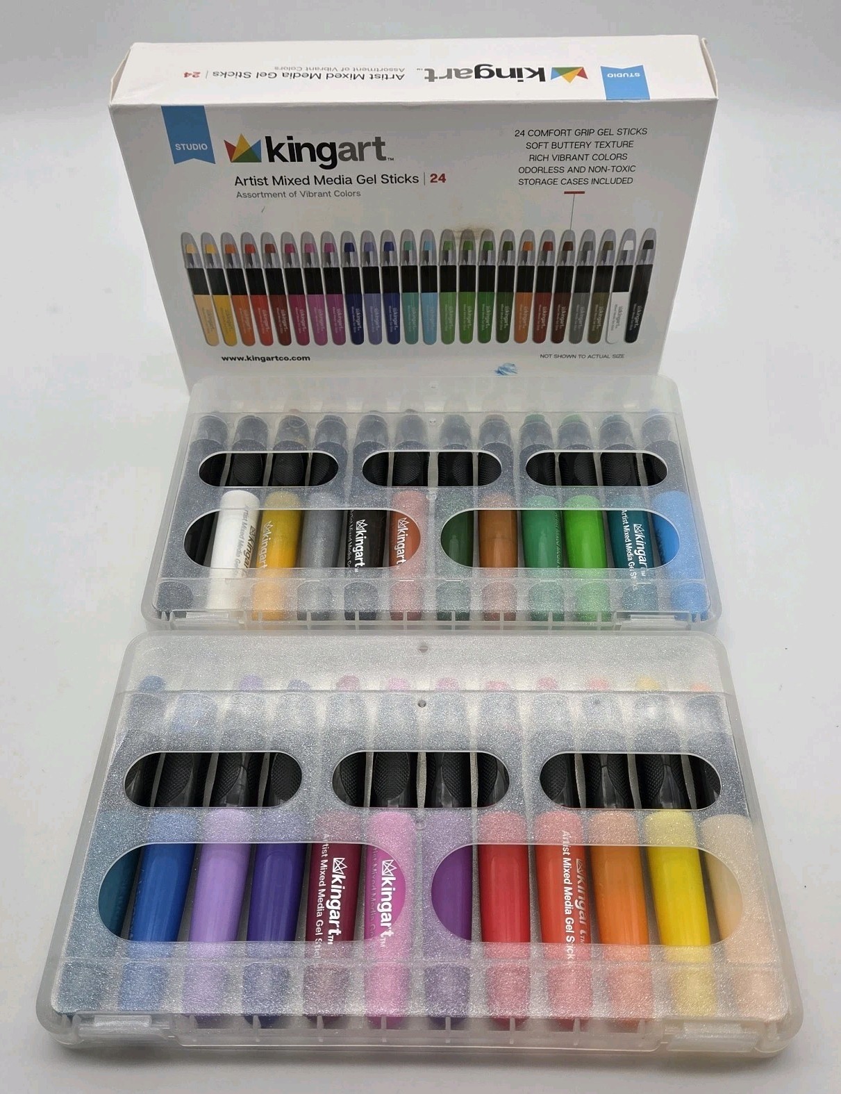 KINGART Artist Mix Media Gel Sticks Set of 24 Vibrant Colors Non-toxic Odorless