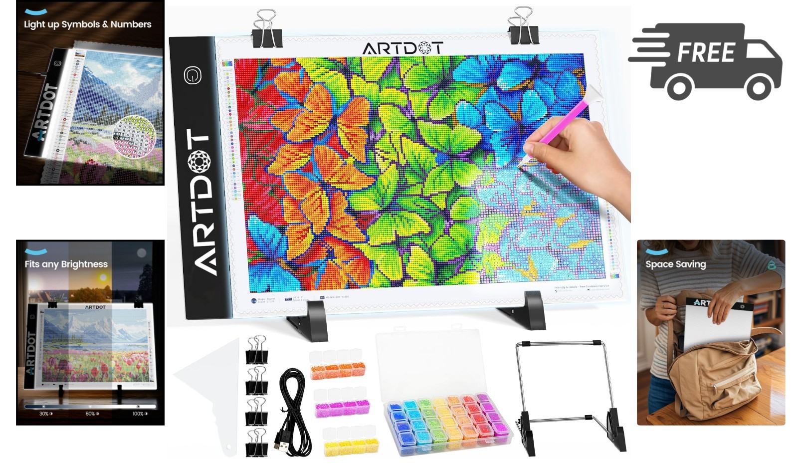 LED Light Pad for Diamond Painting Kits Art Light Board with Adjustable Brigh…