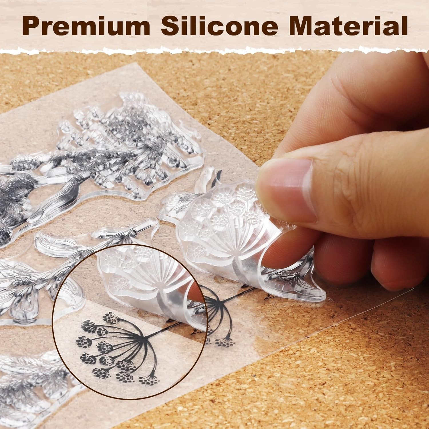 Silicone Flower Stamp Set – 8 Sheets Vintage Plants