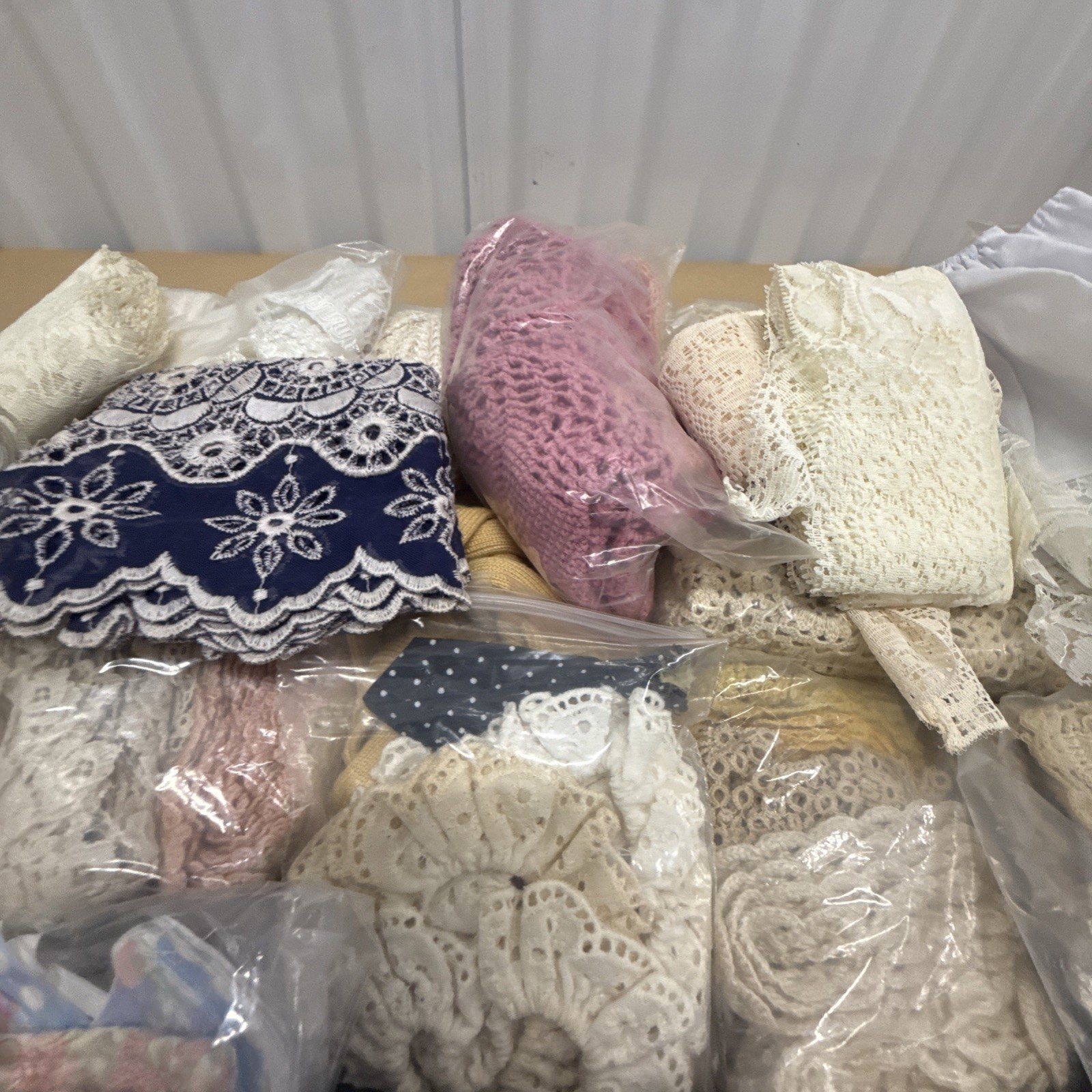 Huge Lot of Vintage Lace Crochet Ribbon Trim Edging Remnants Scraps Sewing Craft