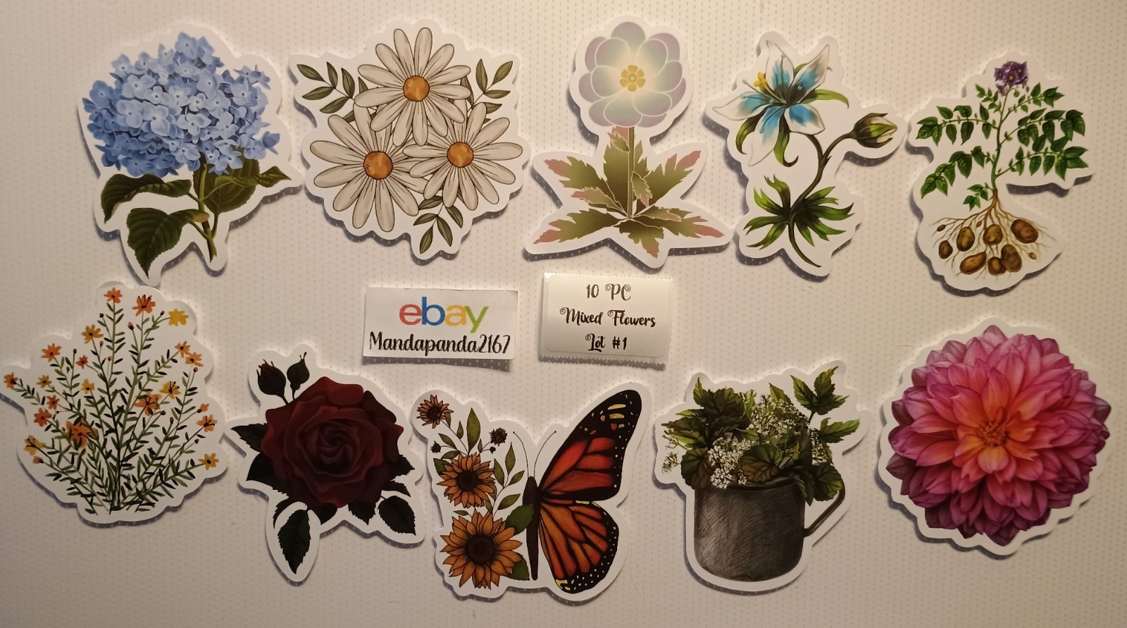 Flowers – Mixed -Stickers -10 PCs – 5 styles available! See Description