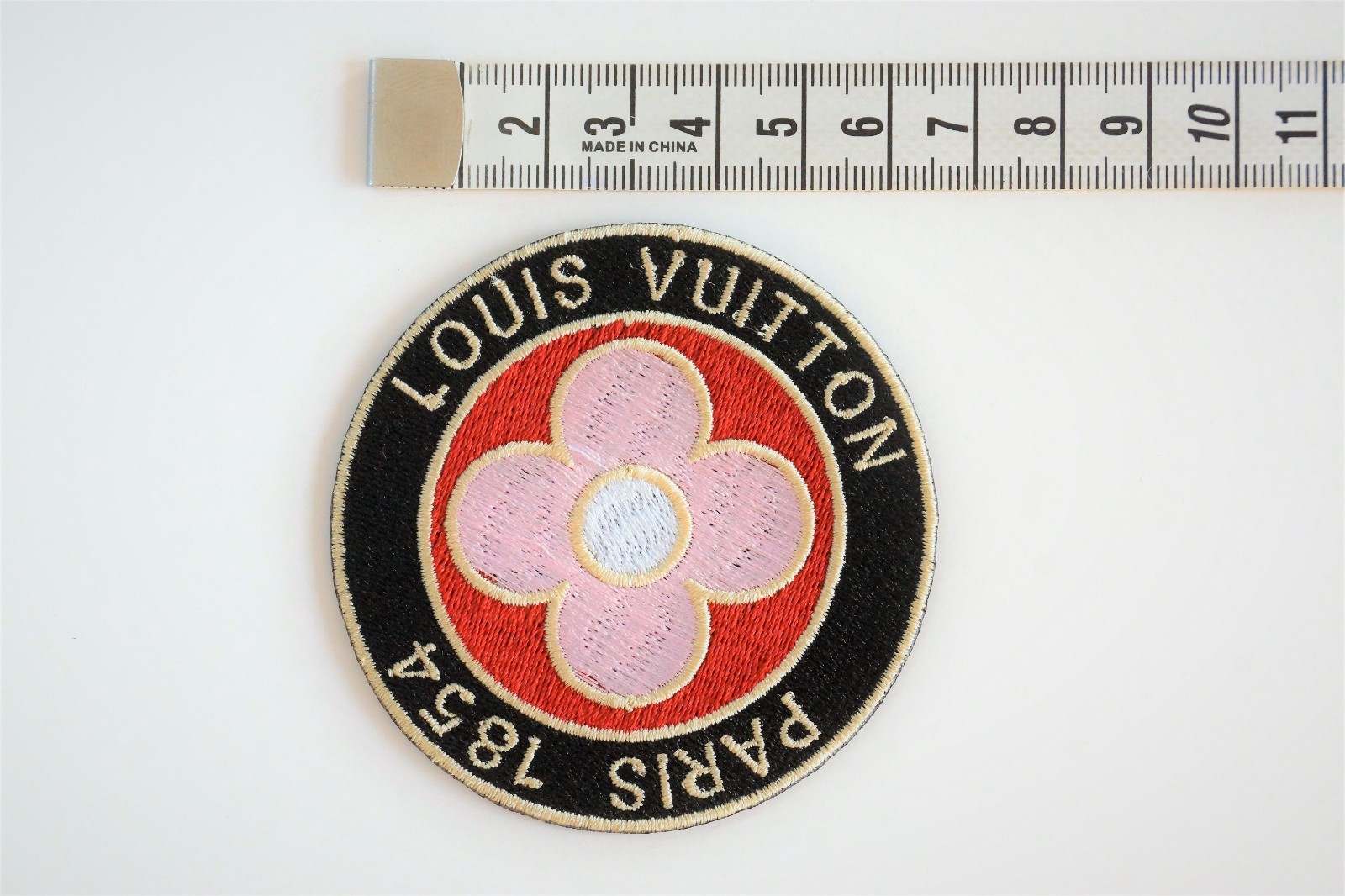 LV 2PCS Iron-On Patches Red Pink Embroidered Logo Handmade Badge