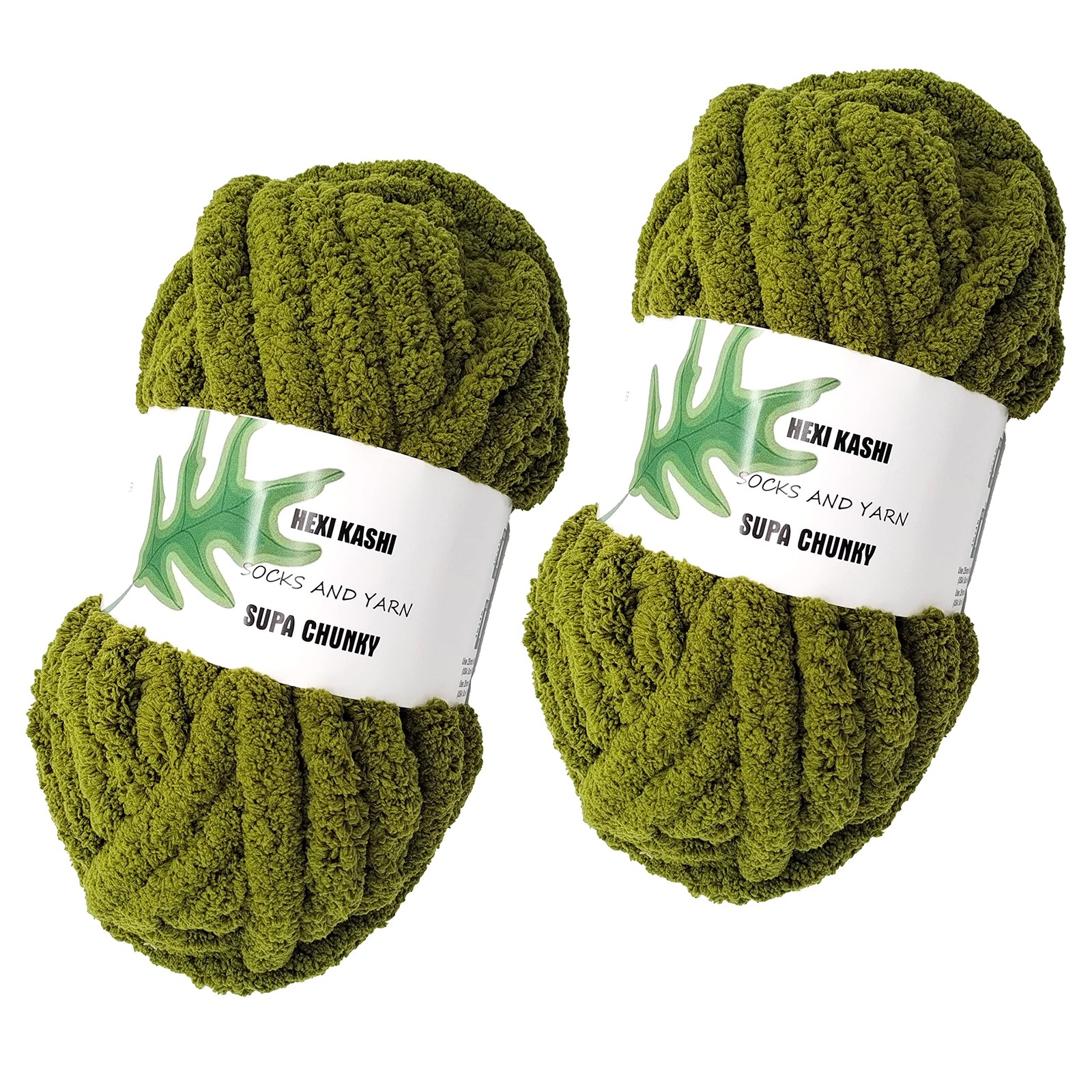 2 Pack Olive Green Super Chenille Chunky Yarn for Blanket Making 2x8oz Bag