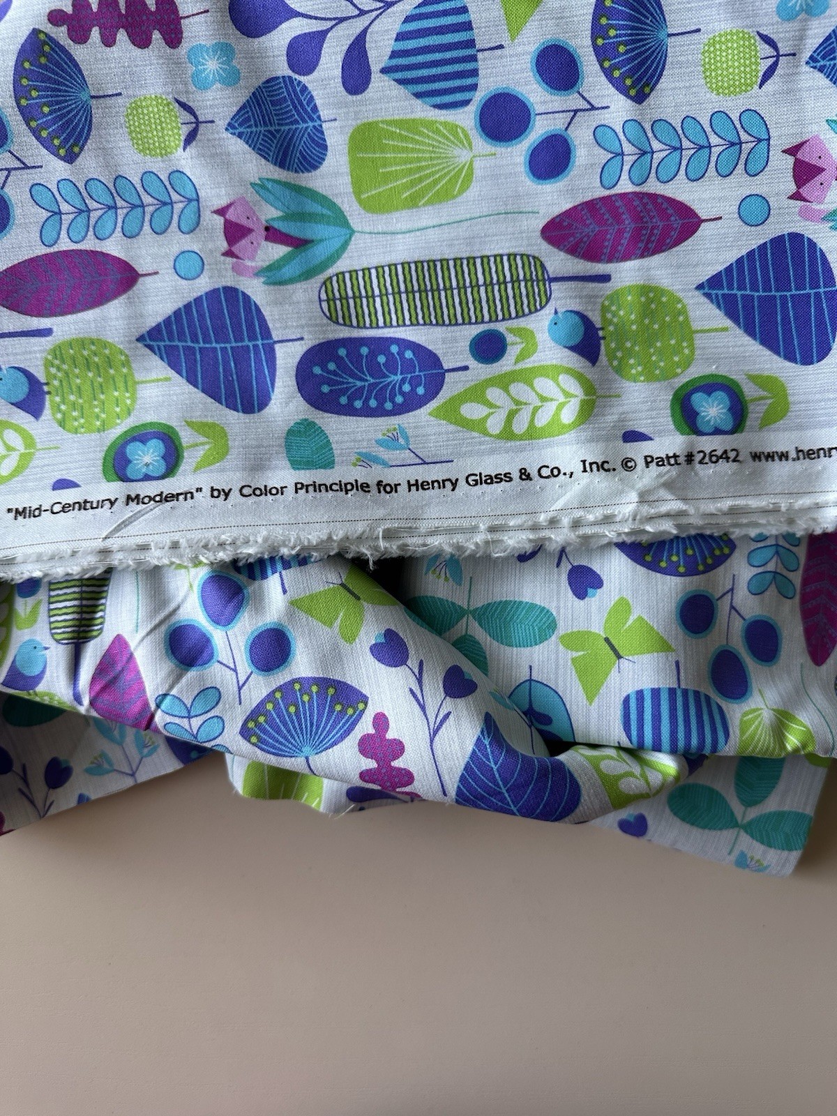 Henry Glass Mid-Century Modern Mid Forest White Color Principle Retro 4.75 Yards