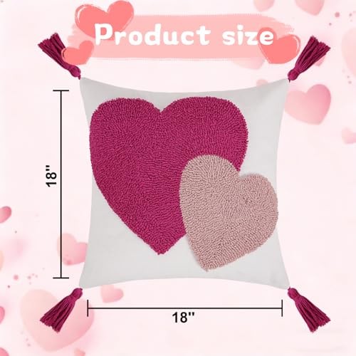 Valentine’s Day Throw Pillow Covers 18×18 18″ x 18″ (Pack of 1) Double Hearts