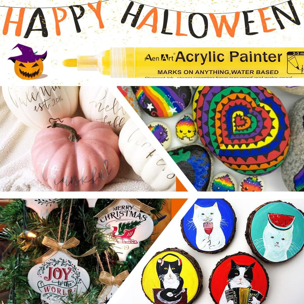 14 Colors Acrylic Paint Pens for Rock Wood Glass Fabric Ceramic Craft Marke