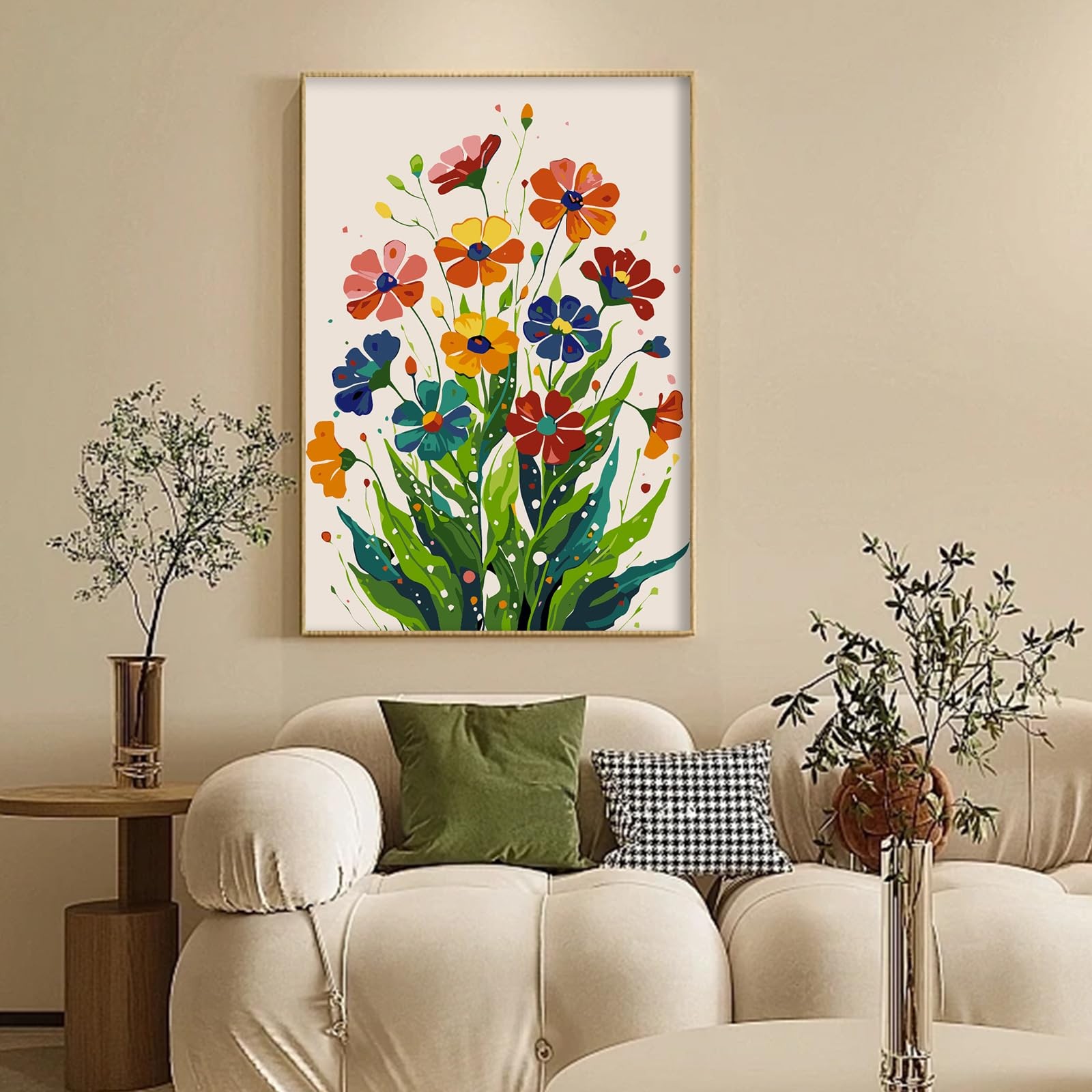 Framed Paint by Numbers Kit for Adults Beginner & Kids Ages 10-13, Flowers Easy