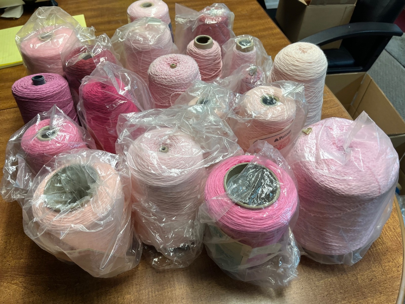 Lot 18 Pink Mixed Bolts Yarn-Assorted Bundle Knit Craft 3 Ply Wool Nylon Cotton
