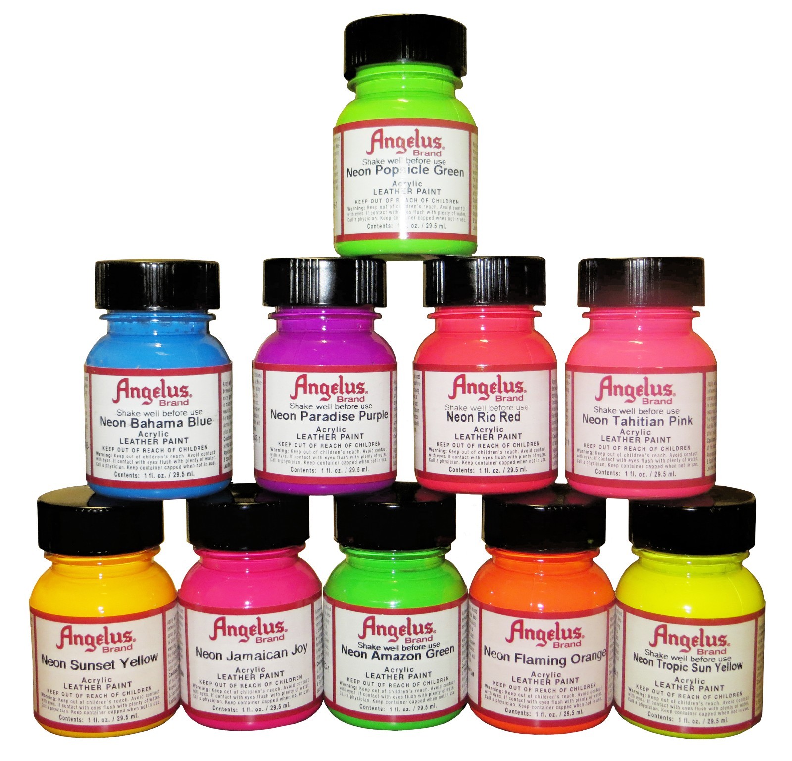 Angelus Neon Acrylic Leather Paint |select a color | 1 fl.oz