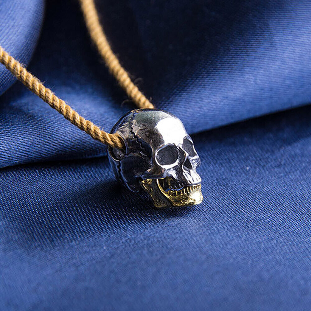 925 Sterling Silver Movable Jaw Skull Head Pendant Diy Skull Bead Necklace Charm