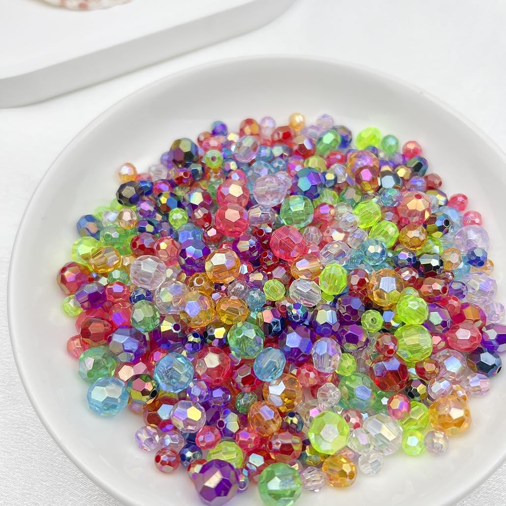 Mulutoo 1000 Pcs 6MM AB Color Crystal Acrylic Beads 6MM, 401 – Transparent