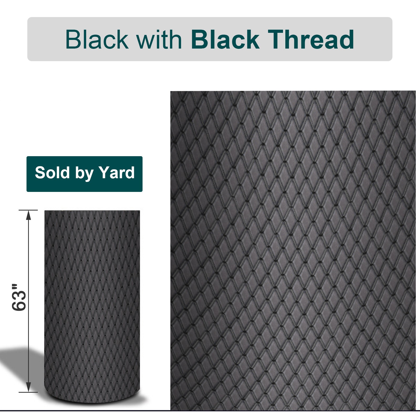 Auto Headliner Upholstery 63″ Diamond Quilted PU Leather 6mm Foam Backed By Yard