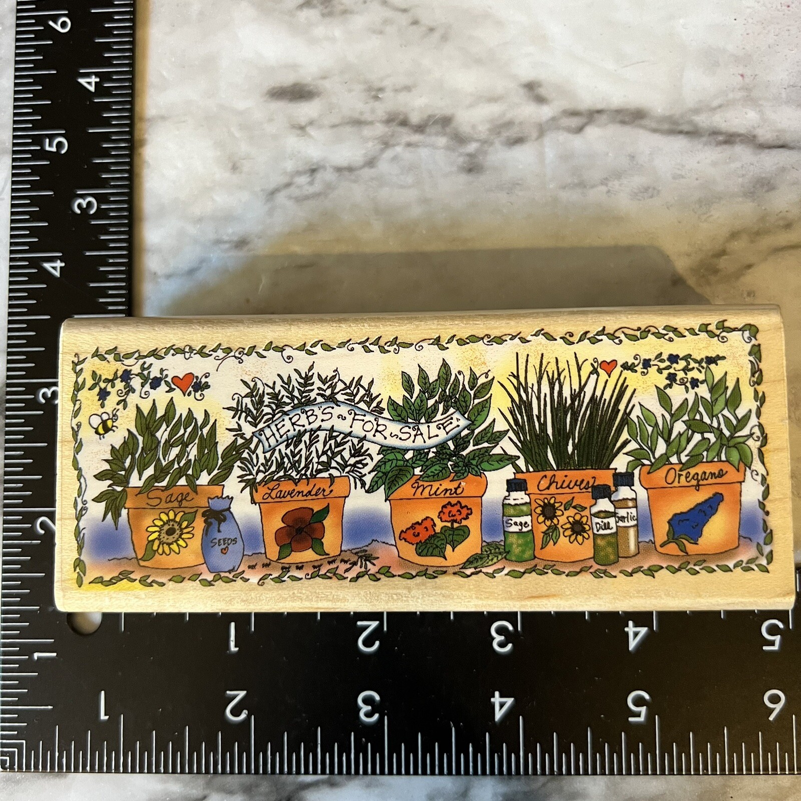 Hero Arts POTTED HERBS For Sale Rubber Stamp sage, mint, chive, lavender oregano