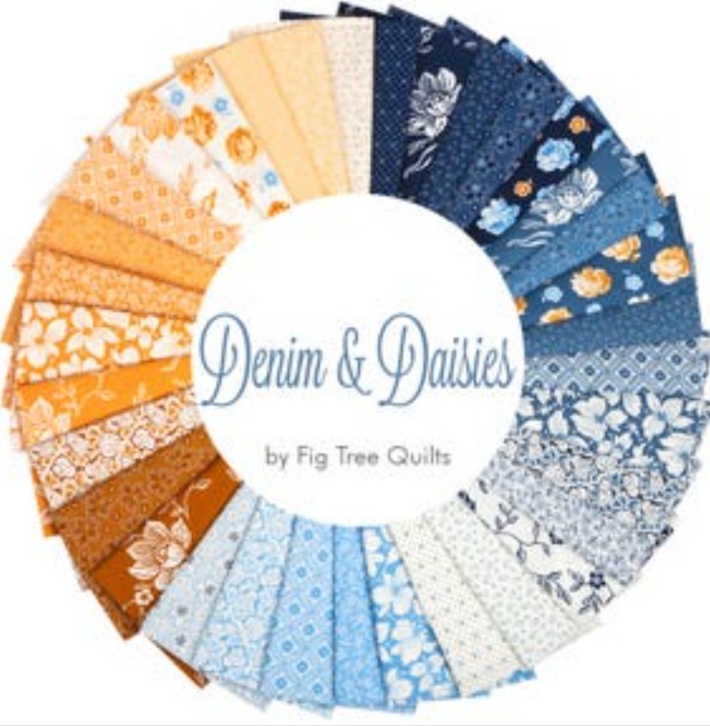 Moda Denim and Daisies Jelly Roll Fabric (40) 2-1/2″ Strips