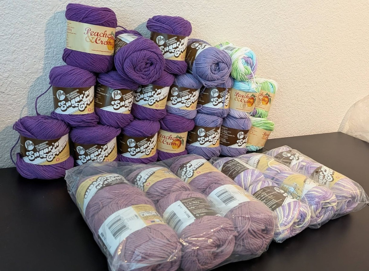 Lot of 31 Lily Sugar’n Cream 100% cotton Peaches Creme Purple Lilac Spring Swirl