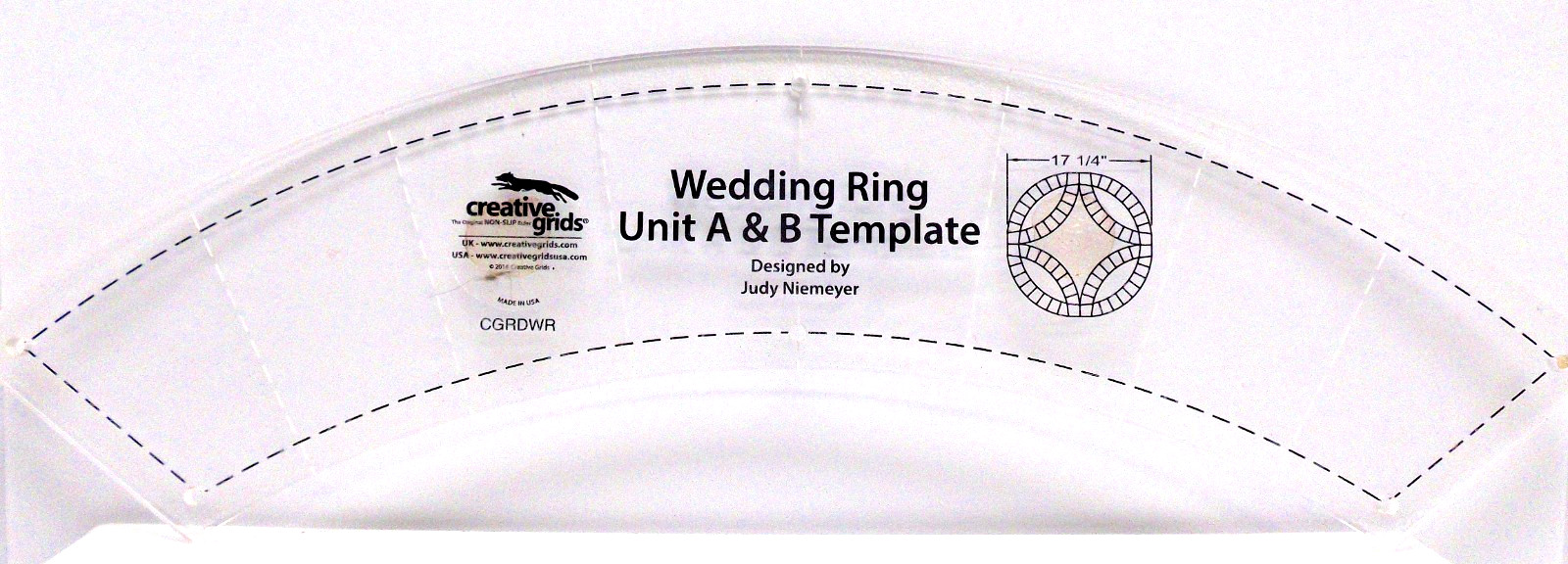 CREATIVE GRIDS 2-1/4″ x 11″ Wedding Ring Tool Unit A & B TEMPLATE Half Rectangle